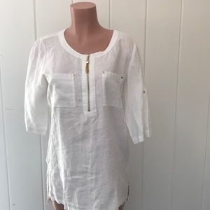 White linen top by Ellen Tracy